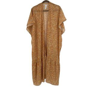 Aerie OS Animal Print Open Front Semi Sheer Kimono Duster Zebra ORANGE TAN